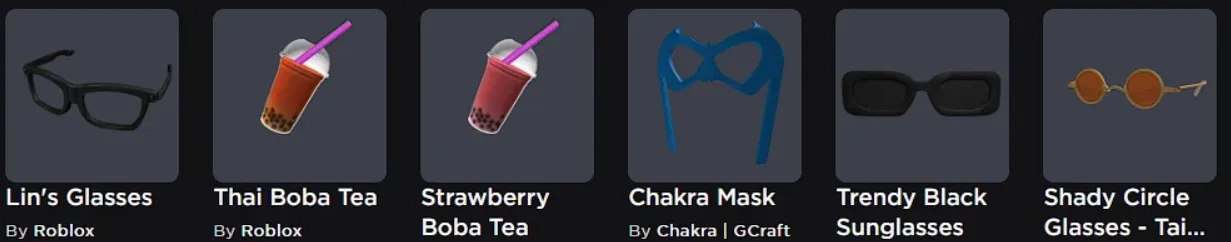 RBL2823 Offsale Face star Lin’s Glasses, Boba Teas, Chakra Mask, Brookhaven Gamepass Collectibles Account (G)